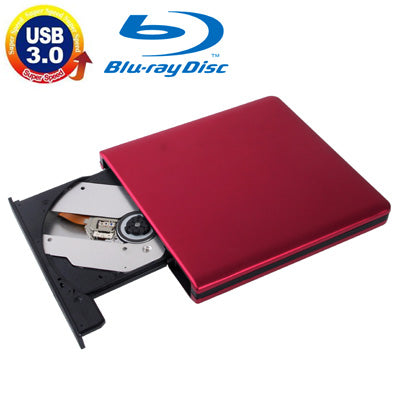 USB 3.0 Aluminum Alloy Portable DVD / CD Rewritable Blu-ray Drive for 12.7mm SATA ODD / HDD, Plug and Play(Red) - Rewritable Drive by PMC Jewellery | Online Shopping South Africa | PMC Jewellery | Buy Now Pay Later Mobicred