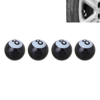 Universal 8mm American Billiards No.8 Ball Style Plastic Car Tire Valve Caps, Pack of 4(Black) - Tire Valve Caps by PMC Jewellery | Online Shopping South Africa | PMC Jewellery