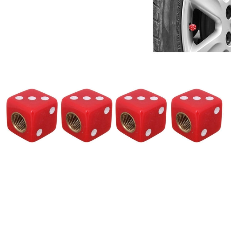 Universal 8mm Dice Style Plastic Car Tire Valve Caps, Pack of 4(Red) - Tire Valve Caps by PMC Jewellery | Online Shopping South Africa | PMC Jewellery