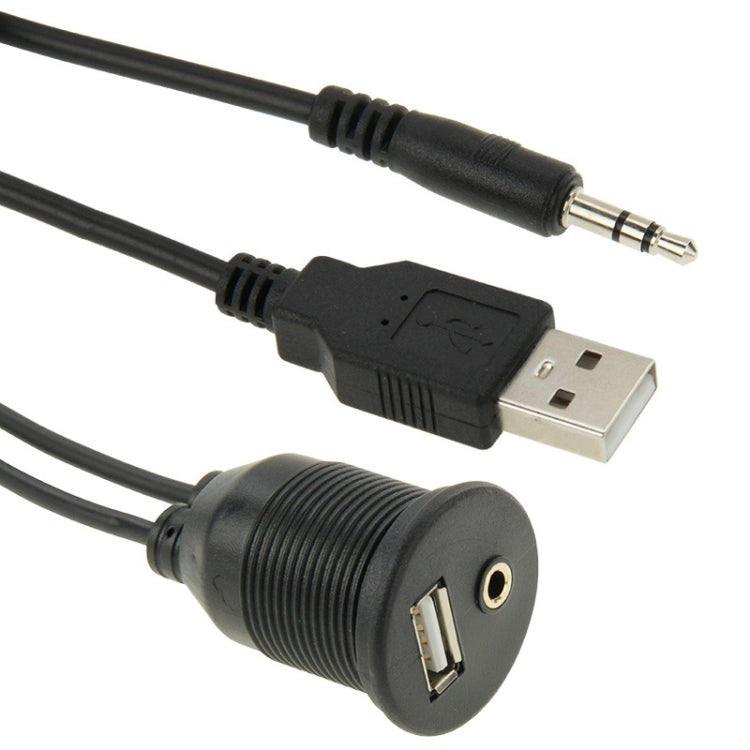 USB 2.0 & 3.5mm Male to Female Extension Cable with Car Flush Mount, Length: 2m - DIY Cables by PMC Jewellery | Online Shopping South Africa | PMC Jewellery