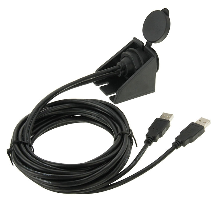 2 USB 2.0 Male to Female Extension Cable with Car Flush Mount, Length: 2m - DIY Cables by PMC Jewellery | Online Shopping South Africa | PMC Jewellery