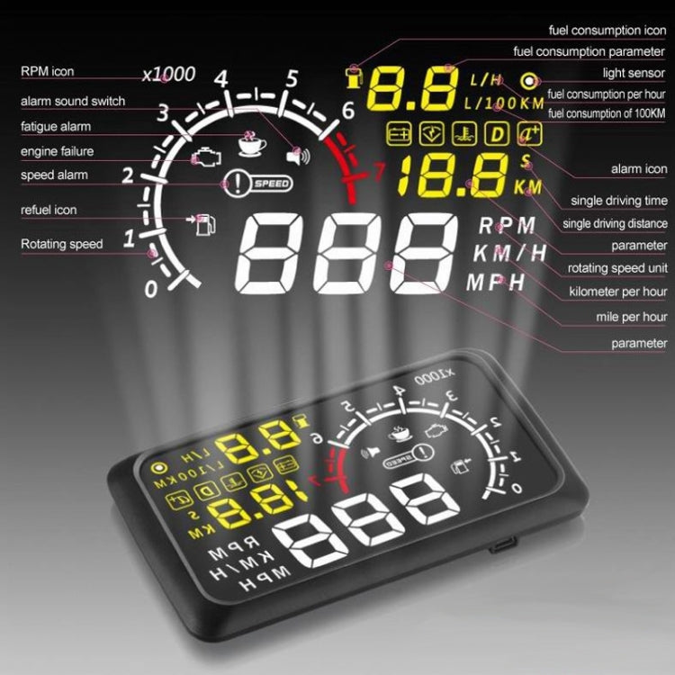 X3 Bluetooth 5.5 inch Car OBDII / EUOBD HUD Vehicle-mounted Head Up Display Security System, Support Speed & Fuel Consumption, Overspeed Alarm, Water Temperature, etc(Black) - Head Up Display System by PMC Jewellery | Online Shopping South Africa | PMC Jewellery | Buy Now Pay Later Mobicred