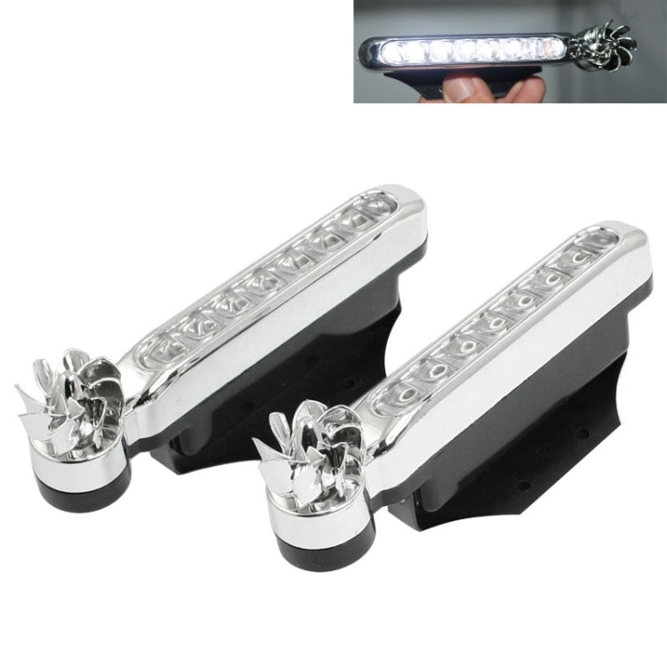 2 PCS 8 White LED Bulbs Wind Powered Decorative Car Lights - Running Lights by PMC Jewellery | Online Shopping South Africa | PMC Jewellery | Buy Now Pay Later Mobicred