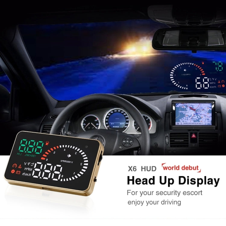 X6 3.5 inch Car OBDII / EUOBD HUD Vehicle-mounted Head Up Display Security System, Support Speed & Water Temperature & Speed Alarm & Fuel Consumption & Battery Voltage, etc. - Head Up Display System by PMC Jewellery | Online Shopping South Africa | PMC Jewellery | Buy Now Pay Later Mobicred