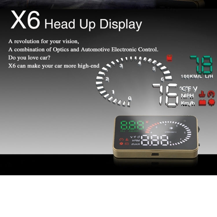 X6 3.5 inch Car OBDII / EUOBD HUD Vehicle-mounted Head Up Display Security System, Support Speed & Water Temperature & Speed Alarm & Fuel Consumption & Battery Voltage, etc. - Head Up Display System by PMC Jewellery | Online Shopping South Africa | PMC Jewellery | Buy Now Pay Later Mobicred