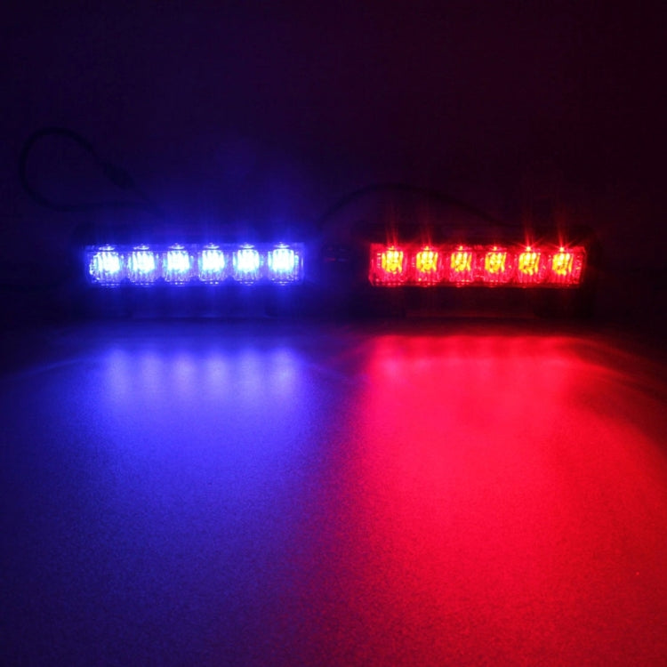 2 PCS  6 inch 6 LED 2 x 18W Car Flash Warning Light Red + Blue Change White Waterproof Emergency Light, DC 12V - Warning Lights by PMC Jewellery | Online Shopping South Africa | PMC Jewellery | Buy Now Pay Later Mobicred