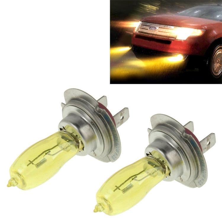 2 X H7 HOD Halogen Bulbs 12V 100W 2400 LM 3500K Yellow Light Headlights - Halogen Lights by PMC Jewellery | Online Shopping South Africa | PMC Jewellery