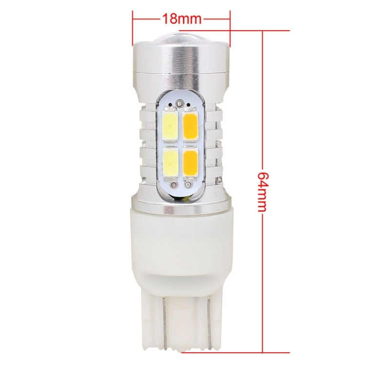 2PCS T20 10W 700LM Yellow + White Light Dual Wires 20-LED SMD 5630 Car Brake Light Lamp Bulb, Constant Current, DC 12-24V - Brake Lights by PMC Jewellery | Online Shopping South Africa | PMC Jewellery | Buy Now Pay Later Mobicred