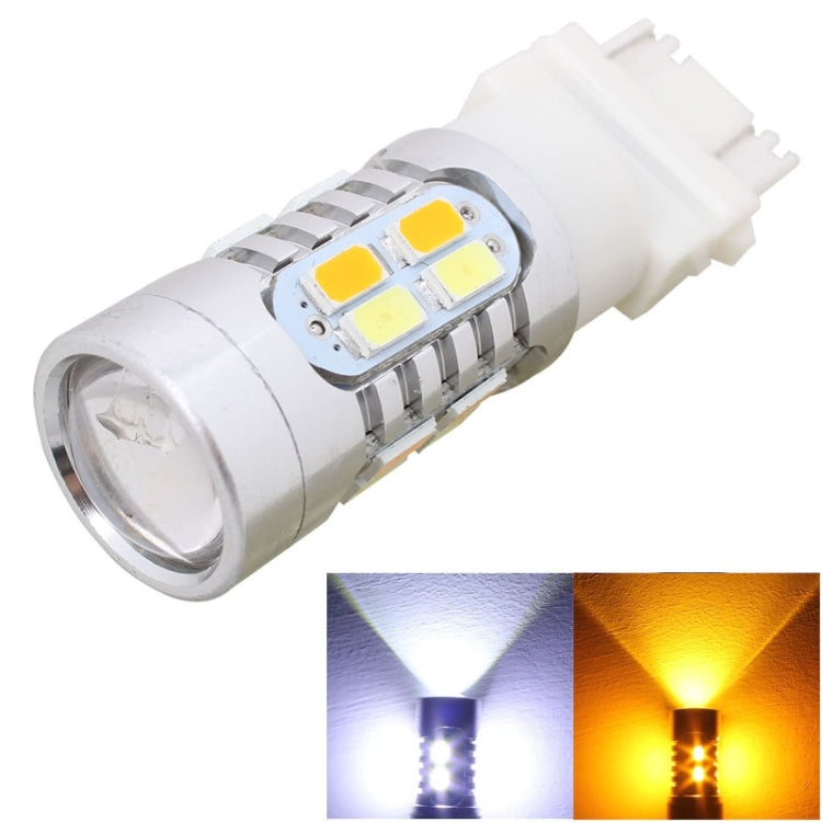 2PCS T25 10W 700LM Yellow + White Light Dual Wires 20-LED SMD 5630 Car Brake Light Lamp Bulb, Constant Current, DC 12-24V - Brake Lights by PMC Jewellery | Online Shopping South Africa | PMC Jewellery | Buy Now Pay Later Mobicred