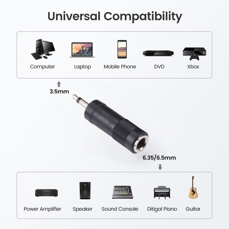 3.5mm Male to 6.35mm Female Mono Sound Converters Adapters (100 Pcs in One Package, the Price is for 100 Pcs) - Connectors & Terminals by PMC Jewellery | Online Shopping South Africa | PMC Jewellery