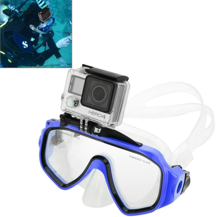 Water Sports Diving Equipment Diving Mask Swimming Glasses with Mount for GoPro Hero12 Black / Hero11 /10 /9 /8 /7 /6 /5, Insta360 Ace / Ace Pro, DJI Osmo Action 4 and Other Action Cameras(Blue) - Diving Mask by PMC Jewellery | Online Shopping South Africa | PMC Jewellery | Buy Now Pay Later Mobicred