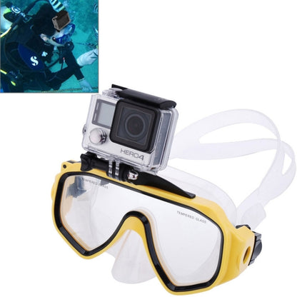 Water Sports Diving Equipment Diving Mask Swimming Glasses with Mount for GoPro Hero12 Black / Hero11 /10 /9 /8 /7 /6 /5, Insta360 Ace / Ace Pro, DJI Osmo Action 4 and Other Action Cameras(Yellow) - Diving Mask by PMC Jewellery | Online Shopping South Africa | PMC Jewellery | Buy Now Pay Later Mobicred