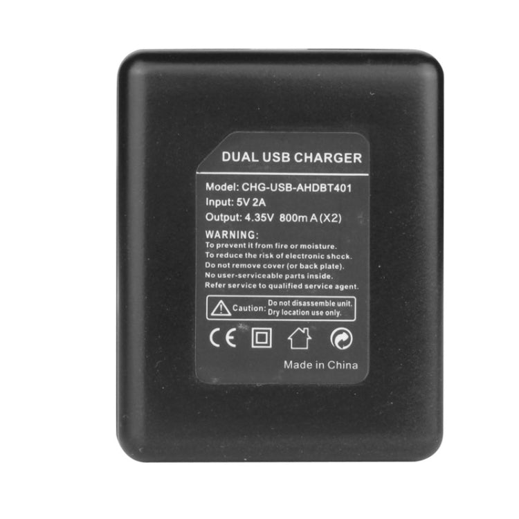 USB Dual Battery Travel Charger for GoPro HERO4 (AHDBT-401)(Black) - Charger by PMC Jewellery | Online Shopping South Africa | PMC Jewellery | Buy Now Pay Later Mobicred