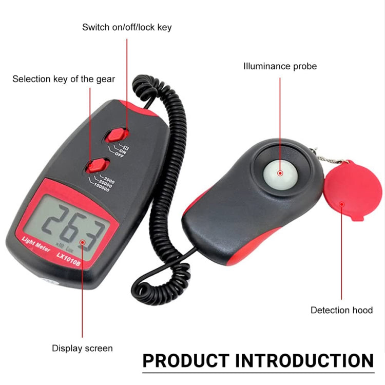 Digital Light Meter, Measuring Range: 1-100000 Lux(Red) - Light & Sound Meter by PMC Jewellery | Online Shopping South Africa | PMC Jewellery | Buy Now Pay Later Mobicred