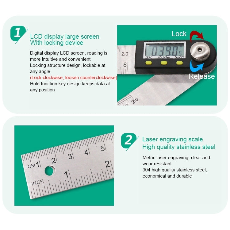 300mm 2-in1 Digital Angle Finder Meter Protractor Goniometer Ruler - Measuring Tools by PMC Jewellery | Online Shopping South Africa | PMC Jewellery | Buy Now Pay Later Mobicred