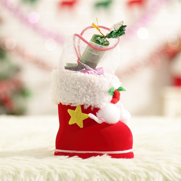 Santa Pattern Christmas Decoration Flocking Stocking Boot Candy Bag, Size: 9cm x 10cm x 5cm - Christmas Gift Bags & Boxes by PMC Jewellery | Online Shopping South Africa | PMC Jewellery | Buy Now Pay Later Mobicred