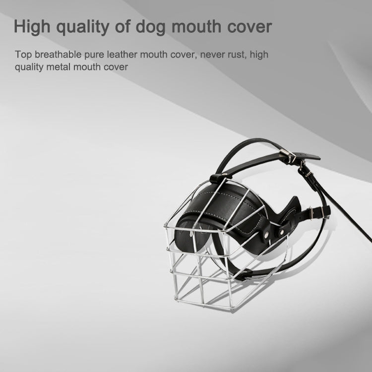 Steel Cage Style Dog Basket Wire Muzzle Protective Snout Cover with Leather Strap, Size: L - Mouth Cover by PMC Jewellery | Online Shopping South Africa | PMC Jewellery