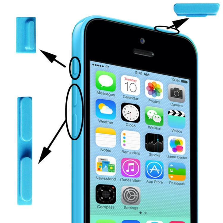 3 in 1 Mute Button + Power Button + Volume Button for iPhone 5C(Blue) - iPhone 5 Parts by PMC Jewellery | Online Shopping South Africa | PMC Jewellery | Buy Now Pay Later Mobicred
