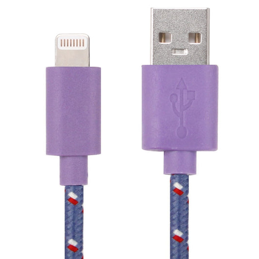 1m Nylon Netting Style USB 8 Pin Data Transfer Charging Cable for iPhone, iPad(Purple) - Normal Style Cable by PMC Jewellery | Online Shopping South Africa | PMC Jewellery | Buy Now Pay Later Mobicred