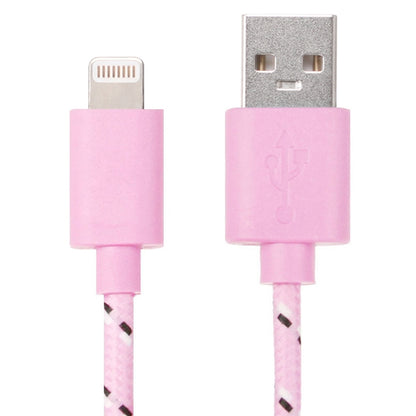 1m Nylon Netting USB Data Transfer Charging Cable For iPhone, iPad, Compatible with up to iOS 15.5(Pink) - Normal Style Cable by PMC Jewellery | Online Shopping South Africa | PMC Jewellery | Buy Now Pay Later Mobicred