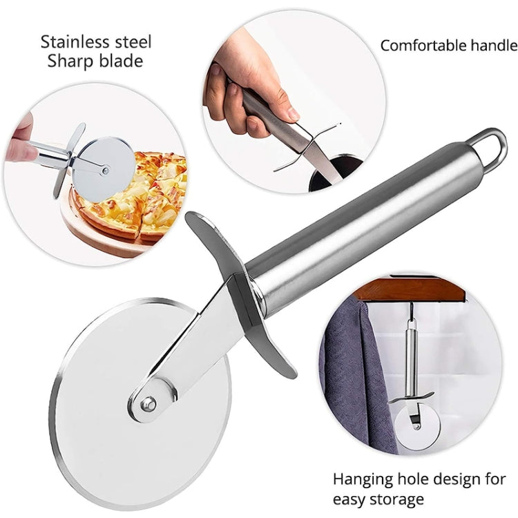 Stainless Steel Round Pizza Cutter Knife(Silver) - Baking Pastry Tools by PMC Jewellery | Online Shopping South Africa | PMC Jewellery | Buy Now Pay Later Mobicred