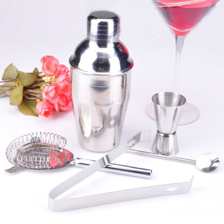 5 in 1 Classic Stainless Steel Shaker Set, Capacity: 550ml (Shaker + Jigger + Strainer + Ice Clip + Stirrer Pipe)(Silver) - Bartending Tools by PMC Jewellery | Online Shopping South Africa | PMC Jewellery | Buy Now Pay Later Mobicred