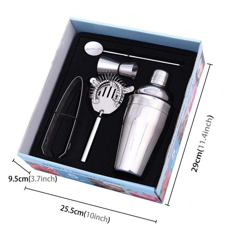 5 in 1 Classic Stainless Steel Shaker Set, Capacity: 550ml (Shaker + Jigger + Strainer + Ice Clip + Stirrer Pipe)(Silver) - Bartending Tools by PMC Jewellery | Online Shopping South Africa | PMC Jewellery | Buy Now Pay Later Mobicred