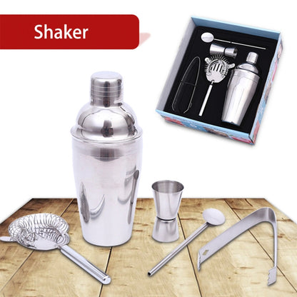 5 in 1 Classic Stainless Steel Shaker Set, Capacity: 550ml (Shaker + Jigger + Strainer + Ice Clip + Stirrer Pipe)(Silver) - Bartending Tools by PMC Jewellery | Online Shopping South Africa | PMC Jewellery | Buy Now Pay Later Mobicred