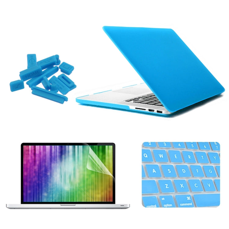 ENKAY for MacBook Pro Retina 15.4 inch (US Version) / A1398 4 in 1 Frosted Hard Shell Plastic Protective Case with Screen Protector & Keyboard Guard & Anti-dust Plugs(Blue) - MacBook Pro Cases by ENKAY | Online Shopping South Africa | PMC Jewellery | Buy Now Pay Later Mobicred