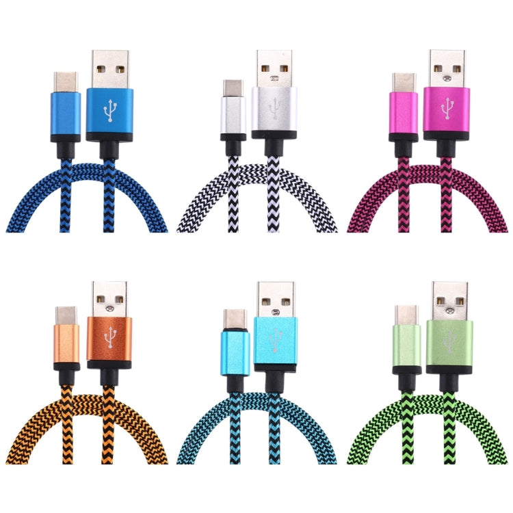 1m Woven Style USB-C / Type-C 3.1 to USB 2.0 Data Sync Charge Cable(Green) - USB-C & Type-C Cable by PMC Jewellery | Online Shopping South Africa | PMC Jewellery | Buy Now Pay Later Mobicred