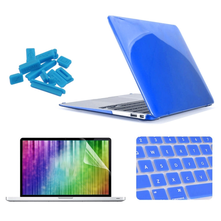 ENKAY for MacBook Air 13.3 inch (US Version) / A1369 / A1466 4 in 1 Crystal Hard Shell Plastic Protective Case with Screen Protector & Keyboard Guard & Anti-dust Plugs(Dark Blue) - MacBook Air Cases by ENKAY | Online Shopping South Africa | PMC Jewellery | Buy Now Pay Later Mobicred