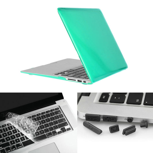 ENKAY for Macbook Air 11.6 inch (US Version) / A1370 / A1465 Hat-Prince 3 in 1 Crystal Hard Shell Plastic Protective Case with Keyboard Guard & Port Dust Plug(Green) - MacBook Air Cases by ENKAY | Online Shopping South Africa | PMC Jewellery | Buy Now Pay Later Mobicred