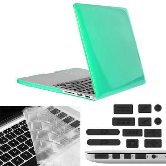 ENKAY for Macbook Pro Retina 15.4 inch (US Version) / A1398 Hat-Prince 3 in 1 Crystal Hard Shell Plastic Protective Case with Keyboard Guard & Port Dust Plug(Green) - MacBook Pro Cases by ENKAY | Online Shopping South Africa | PMC Jewellery | Buy Now Pay Later Mobicred