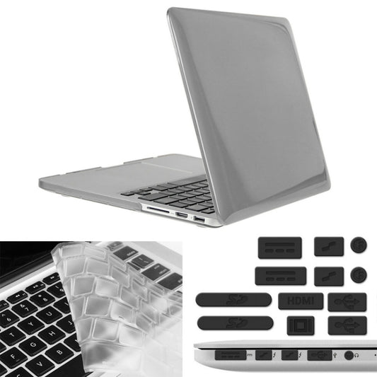 ENKAY for Macbook Pro Retina 15.4 inch (US Version) / A1398 Hat-Prince 3 in 1 Crystal Hard Shell Plastic Protective Case with Keyboard Guard & Port Dust Plug(Grey) - MacBook Pro Cases by ENKAY | Online Shopping South Africa | PMC Jewellery | Buy Now Pay Later Mobicred