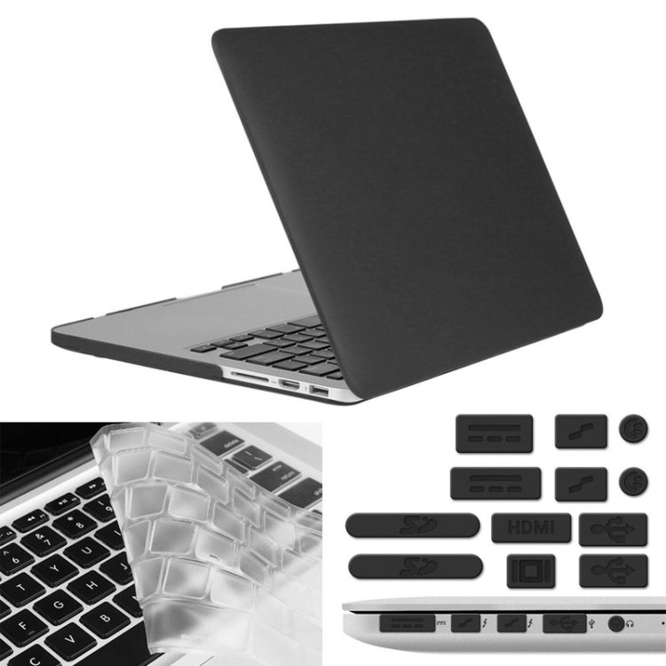 ENKAY for Macbook Pro Retina 15.4 inch (US Version) / A1398 Hat-Prince 3 in 1 Frosted Hard Shell Plastic Protective Case with Keyboard Guard & Port Dust Plug(Black) - MacBook Pro Cases by ENKAY | Online Shopping South Africa | PMC Jewellery | Buy Now Pay Later Mobicred