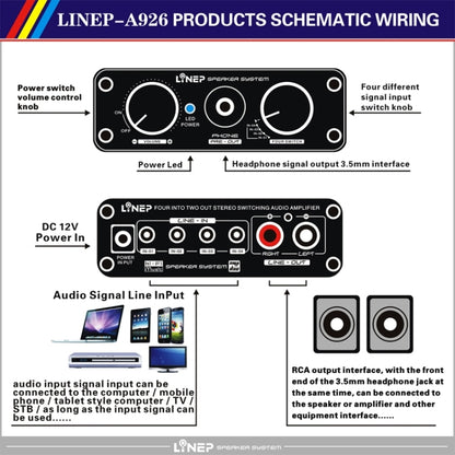 A926 Four-In Two-Out Signal Amplifying Switcher(Black) -  by PMC Jewellery | Online Shopping South Africa | PMC Jewellery | Buy Now Pay Later Mobicred