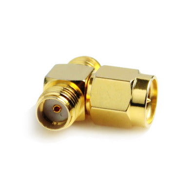 SMA Male to 2 SMA Female Adapter (T Type), Gold Plated(Yellow) - Connectors by PMC Jewellery | Online Shopping South Africa | PMC Jewellery