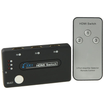 Mini 3x1 HD 1080P HDMI V1.3 Selector with Remote Control for HDTV / STB/ DVD / Projector / DVR - Splitter by PMC Jewellery | Online Shopping South Africa | PMC Jewellery