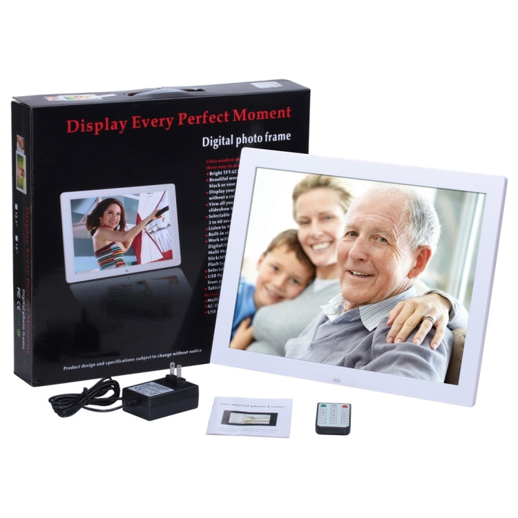 14 inch HD LED Screen Digital Photo Frame with Holder & Remote Control, Allwinner, Alarm Clock / MP3 / MP4 / Movie Player(White) - 11-15 inch by PMC Jewellery | Online Shopping South Africa | PMC Jewellery | Buy Now Pay Later Mobicred