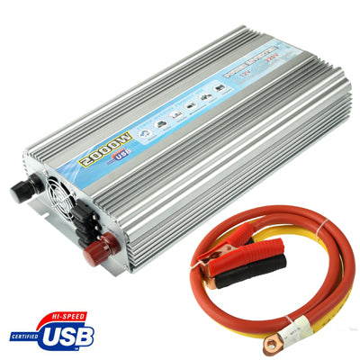 2000W DC 12V to AC 220V Car Power Inverter with USB Port & Booster Cable - Others by PMC Jewellery | Online Shopping South Africa | PMC Jewellery | Buy Now Pay Later Mobicred