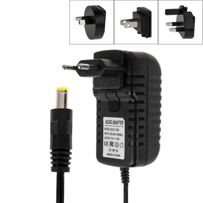 4 in 1 EU Plug + US Plug + UK Plug + AU Plug AC 100-240V to DC 12V 3A Power Adapter, Tips: 5.5 x 2.1mm, Cable Length: about 1.2m(Black) - AC Adapers by PMC Jewellery | Online Shopping South Africa | PMC Jewellery | Buy Now Pay Later Mobicred