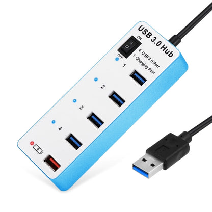 4 Ports USB 3.0 + 1 Port Fast Charging Hub with ON/OFF Switch (BYL-3011)(White) - USB 3.0 HUB by PMC Jewellery | Online Shopping South Africa | PMC Jewellery | Buy Now Pay Later Mobicred