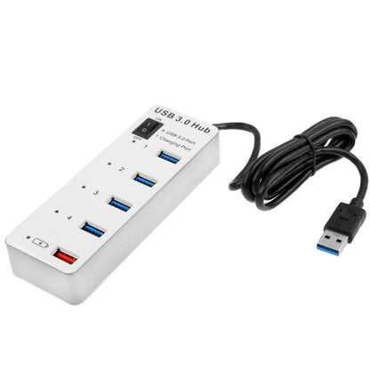 4 Ports USB 3.0 + 1 Port Fast Charging Hub with ON/OFF Switch (BYL-3011)(White) - USB 3.0 HUB by PMC Jewellery | Online Shopping South Africa | PMC Jewellery | Buy Now Pay Later Mobicred