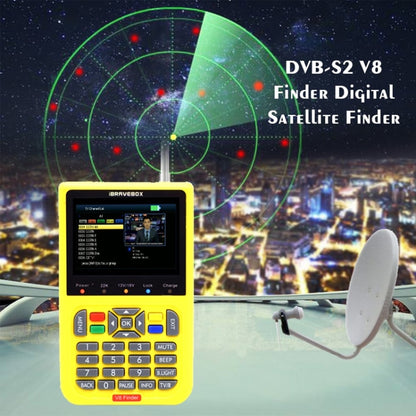 iBRAVEBOX V8 Finder Digital Satellite Signal Finder Meter, 3.5 Inch LCD Colour Screen, Support DVB Compliant & Live FTA, US Plug(Yellow) - Satellite Finder by PMC Jewellery | Online Shopping South Africa | PMC Jewellery | Buy Now Pay Later Mobicred