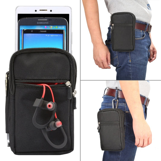 7 inch and Below Universal Polyester Men Vertical Style Case Waist Bag with Belt Hole & Climbing Buckle, For iPhone, Samsung, Sony, Huawei, Meizu, Lenovo, ASUS, Oneplus, Xiaomi, Cubot, Ulefone, Letv, DOOGEE, Vkworld, and other (Black) - More iPhone Cases by PMC Jewellery | Online Shopping South Africa | PMC Jewellery | Buy Now Pay Later Mobicred