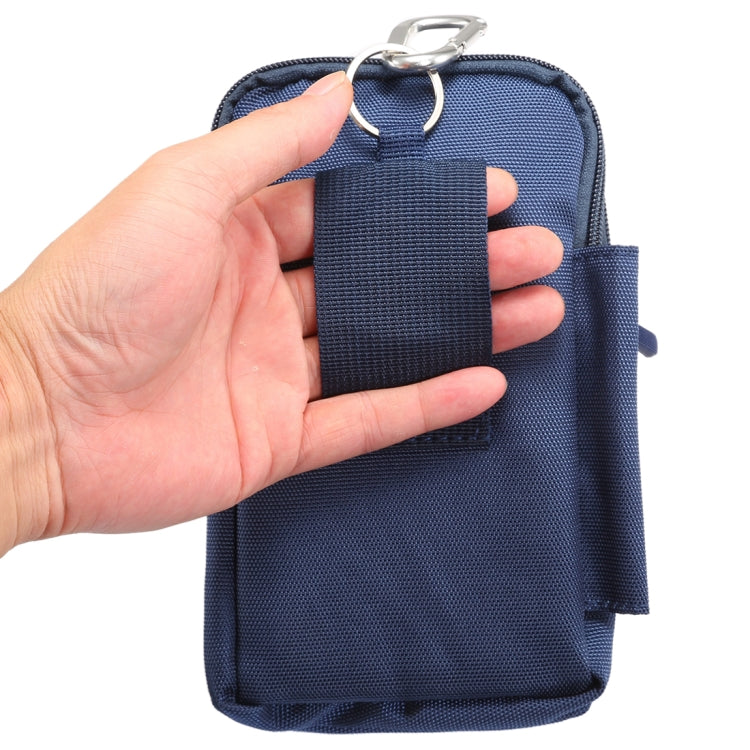 7 inch and Below Universal Polyester Men Vertical Style Case Waist Bag with Belt Hole & Climbing Buckle, For iPhone, Samsung, Sony, Huawei, Meizu, Lenovo, ASUS, Oneplus, Xiaomi, Cubot, Ulefone, Letv, DOOGEE, Vkworld, and other (Dark Blue) - More iPhone Cases by PMC Jewellery | Online Shopping South Africa | PMC Jewellery | Buy Now Pay Later Mobicred