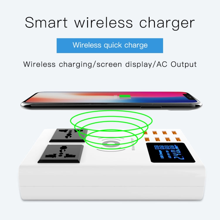 YC-CDA10W 10W Multi Port USB Intelligent Digital Display Fast Charging Wireless Charger, UK Plug - Multifunction Charger by PMC Jewellery | Online Shopping South Africa | PMC Jewellery | Buy Now Pay Later Mobicred