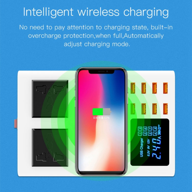 YC-CDA10W 10W Multi Port USB Intelligent Digital Display Fast Charging Wireless Charger, UK Plug - Multifunction Charger by PMC Jewellery | Online Shopping South Africa | PMC Jewellery | Buy Now Pay Later Mobicred