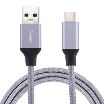 1m Wires Woven Metal Head USB-C / Type-C 3.1 to USB 3.0 Data / Charger Cable(Grey) - USB-C & Type-C Cable by PMC Jewellery | Online Shopping South Africa | PMC Jewellery | Buy Now Pay Later Mobicred