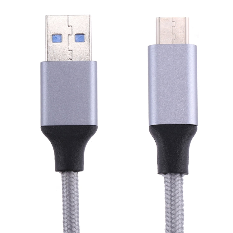 1m Wires Woven Metal Head USB-C / Type-C 3.1 to USB 3.0 Data / Charger Cable(Grey) - USB-C & Type-C Cable by PMC Jewellery | Online Shopping South Africa | PMC Jewellery | Buy Now Pay Later Mobicred